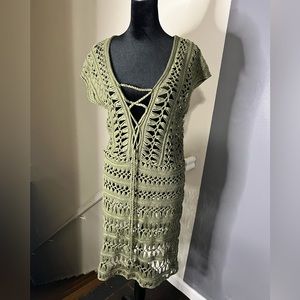 Olive Green Croquet Cover Up